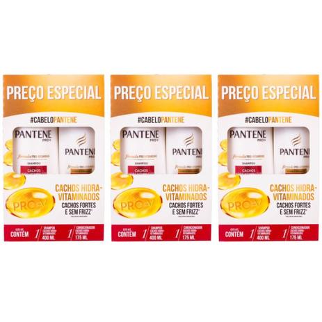 Pantene Cachos Hidratados Shampoo 400ml + Condicionador 175ml (Kit C/03) Menor preço em Pantene Cachos Hidratados Shampoo 400ml + Condicionador 175ml (Kit C/03)