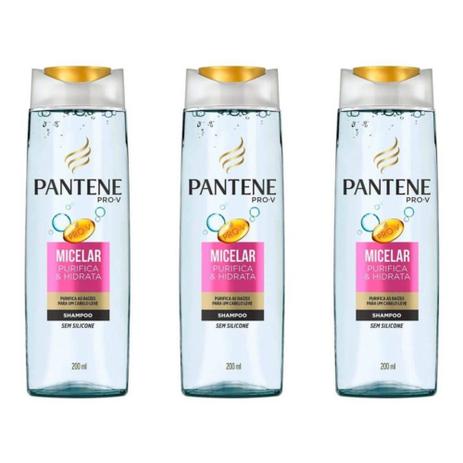 Pantene Micellar Shampoo 200ml (Kit C/03) Menor preço em Pantene Micellar Shampoo 200ml (Kit C/03)