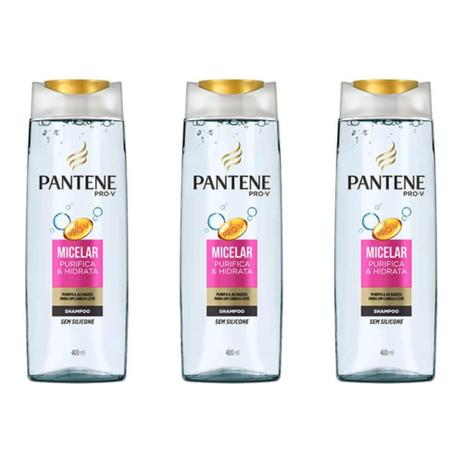 Pantene Micellar Shampoo 400ml (Kit C/03) Menor preço em Pantene Micellar Shampoo 400ml (Kit C/03)