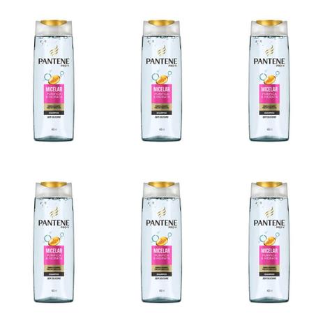 Pantene Micellar Shampoo 400ml (Kit C/06) Menor preço em Pantene Micellar Shampoo 400ml (Kit C/06)