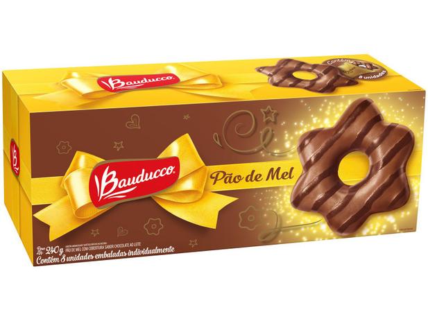 Pão de Mel Bauducco com Cobertura de Chocolate - ao Leite 240g 8 Unidades Menor preço em Pão de Mel Bauducco com Cobertura de Chocolate - ao Leite 240g 8 Unidades