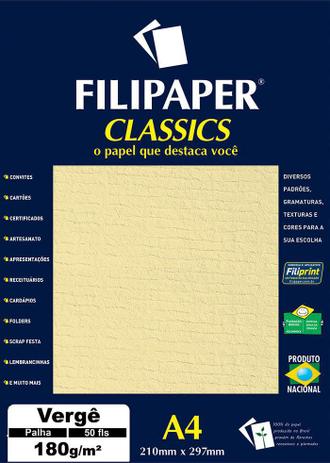 Papel A4 Verge 180g Com 50 - Filipaper Menor preço em Papel A4 Verge 180g Com 50 - Filipaper