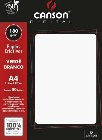 Papel A4 Verge Digital Branco 180G. Canson Menor preço em Papel A4 Verge Digital Branco 180G. Canson