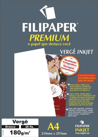Papel A4 Verge Premium Branco 180G. Filipaper Menor preço em Papel A4 Verge Premium Branco 180G. Filipaper