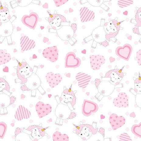 Papel Adesivo De Parede Unicórnio E Coração Rolo 300 X050 M