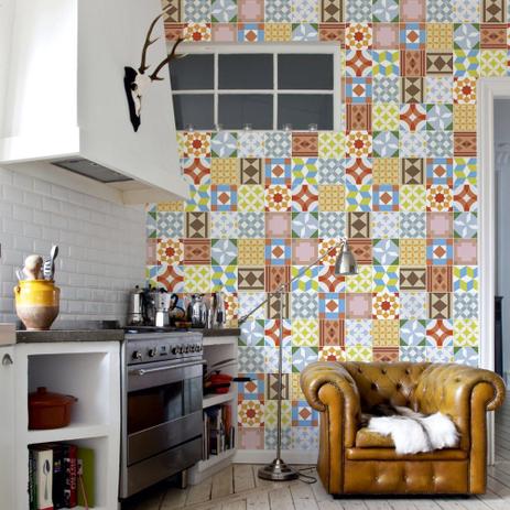 Papel de Parede Adesivo Azulejo Elementos Retro 3,0 mt A x 48 cm L - Stickdecor Menor preço em Papel de Parede Adesivo Azulejo Elementos Retro 3,0 mt A x 48 cm L - Stickdecor