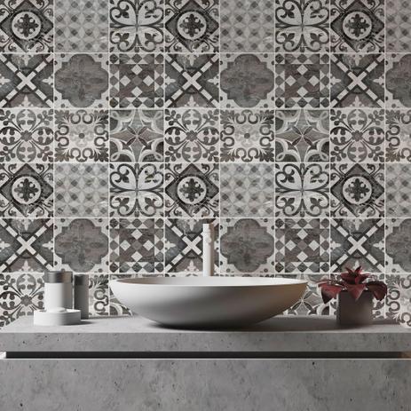 Papel de Parede Adesivo Azulejo Tokyo Cinza e Preto - Eucolo Menor preço em Papel de Parede Adesivo Azulejo Tokyo Cinza e Preto - Eucolo