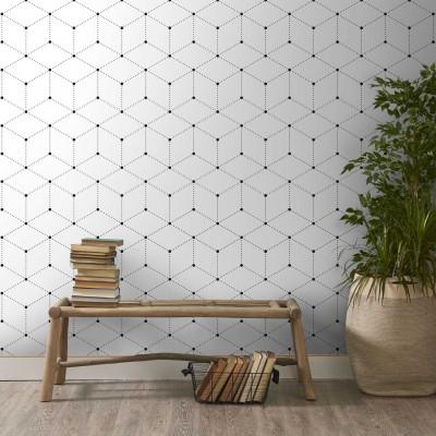 Papel de Parede Adesivo Geométrico Pontilhado Branco Preto - Arte e cores Menor preço em Papel de Parede Adesivo Geométrico Pontilhado Branco Preto - Arte e cores