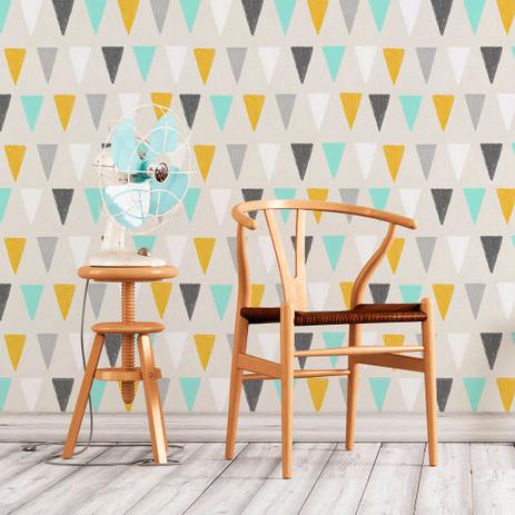 Papel de Parede Adesivo Geométrico Triangulos Verde Amarelo e Branco - Eucolo Menor preço em Papel de Parede Adesivo Geométrico Triangulos Verde Amarelo e Branco - Eucolo