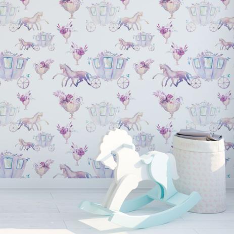 Papel de Parede Adesivo Infantil Carruagem da Princesa - Eucolo Menor preço em Papel de Parede Adesivo Infantil Carruagem da Princesa - Eucolo