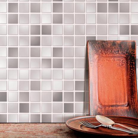 Papel de parede adesivo pastilha cinza claro cinza escuro para cozinha banheiro vinilico lavavel 10m - Toque Pop Menor preço em Papel de parede adesivo pastilha cinza claro cinza escuro para cozinha banheiro vinilico lavavel 10m - Toque Pop