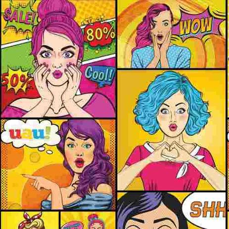 Papel De Parede Adesivo Pin Up Colorido Vintage Seller Mix Papel De Parede Magazine Luiza