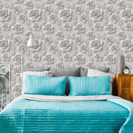 Papel de Parede Adesivo Rolo 0,58x3,00M 3D Flores 460513393 - Papel na parede é boa?