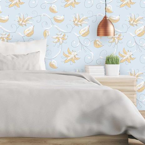 Papel de Parede Adesivo Rolo 0,58x3,00M Floral Azul 117048286 - Papel na parede é ruim? Papel de Parede Adesivo Rolo 0,58x3,00M Floral Azul 117048286 - Papel na parede é boa?