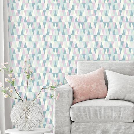 Papel de Parede Adesivo Rolo 0,58x3,00M Mosaico Verde e Roxo 157992917 - Papel na parede é boa?