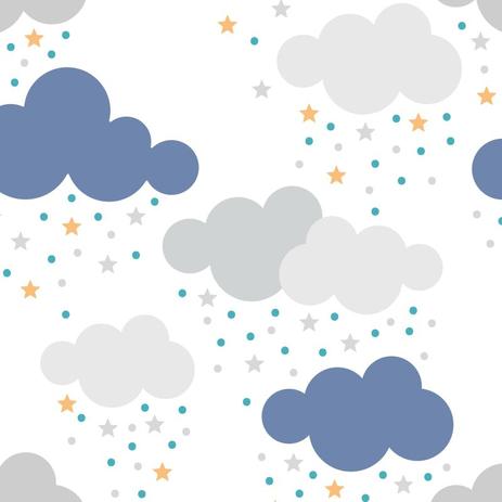 Papel De Parede Bebê Infantil Nuvem Chuva Nuvens Teen N4307 - Lar Adesivos Menor preço em Papel De Parede Bebê Infantil Nuvem Chuva Nuvens Teen N4307 - Lar Adesivos