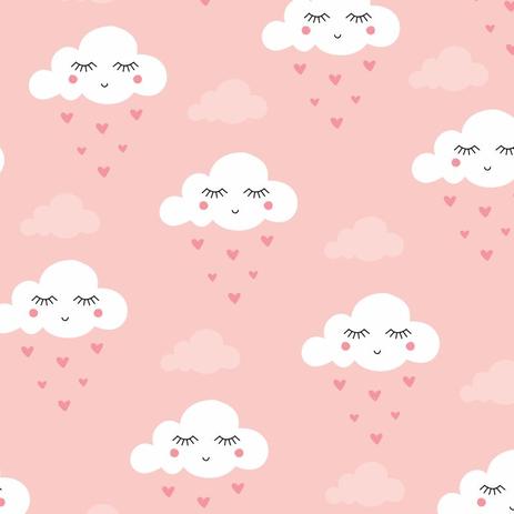 Papel De Parede Bebê Infantil Nuvem Chuva Nuvens Azul N4780