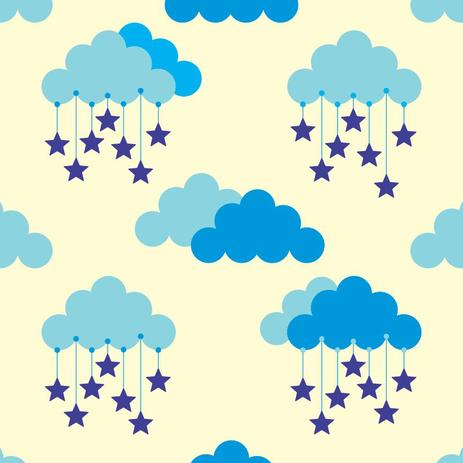 Papel De Parede Bebê Infantil Nuvem Chuva Nuvens Azul N4780