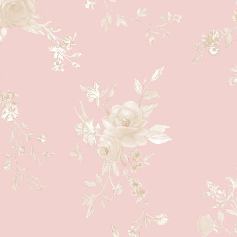 Menor preço em Papel de Parede Floral Fundo Rosa Rustic - Bobinex