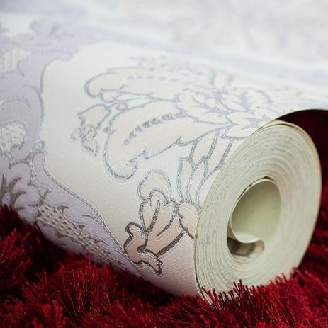 Papel de parede importado vinílico lavável 53cm x 10m branco off white com ramos prata e arabescos pérola - Maya Wallpaper é boa?