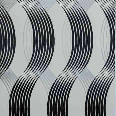 Papel de Parede Importado Vinílico Lavável Geométrico Ondas Pretas com Prata - Ideale papéis Menor preço em Papel de Parede Importado Vinílico Lavável Geométrico Ondas Pretas com Prata - Ideale papéis