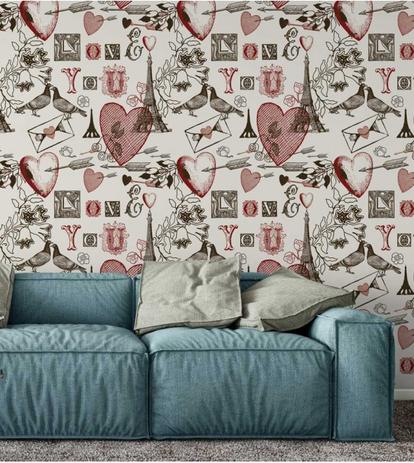 Papel De Parede Paris Com Torre Eiffel E Coracoes Papel E Parede Adesivos Papel De Parede Magazine Luiza