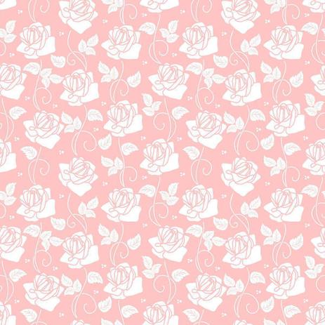 Menor preço em Papel De Parede Rosas Brancas Com Fundo Rosa Auto Adesivo Rolo Com 150X50cm - Sunset Adesivos