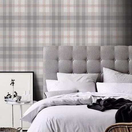 Papel de Parede Vinílico Xadrez Tartan Cinza - uau! bobinex