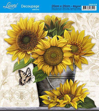 Papel Decoupage Adesiva 20x20 Vaso com Girassol Da20-018 - Litoarte Menor preço em Papel Decoupage Adesiva 20x20 Vaso com Girassol Da20-018 - Litoarte