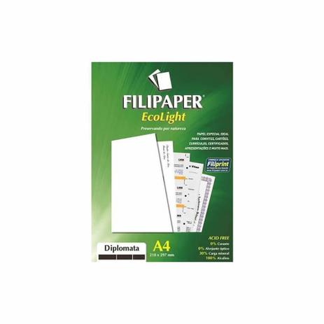 Papel Diplomata Ecolight A4 210x297mm 120g Filipaper 30Fls Menor preço em Papel Diplomata Ecolight A4 210x297mm 120g Filipaper 30Fls