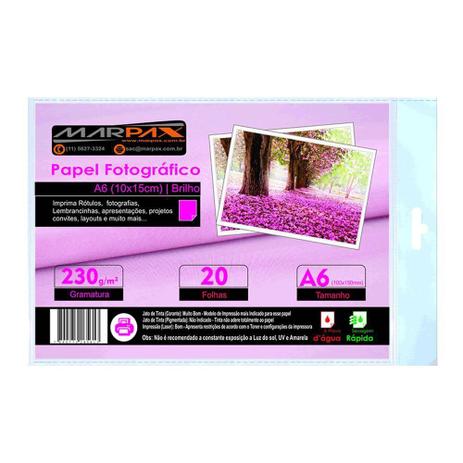 Papel Fotográfico 10x15 Brilhante Glossy 230g Marpax 20 Fls é boa?
