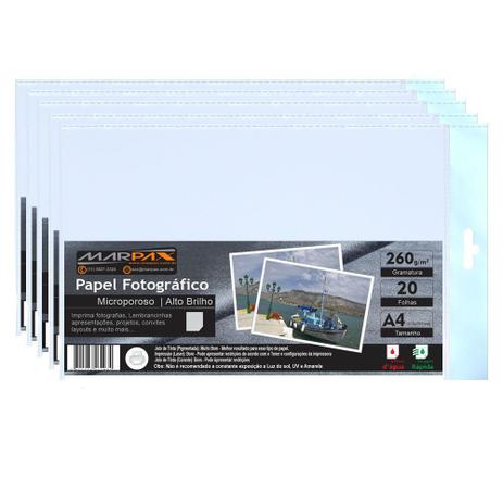 Papel Fotográfico 260g Microporoso Brilho A4 Marpax 200fls Menor preço em Papel Fotográfico 260g Microporoso Brilho A4 Marpax 200fls