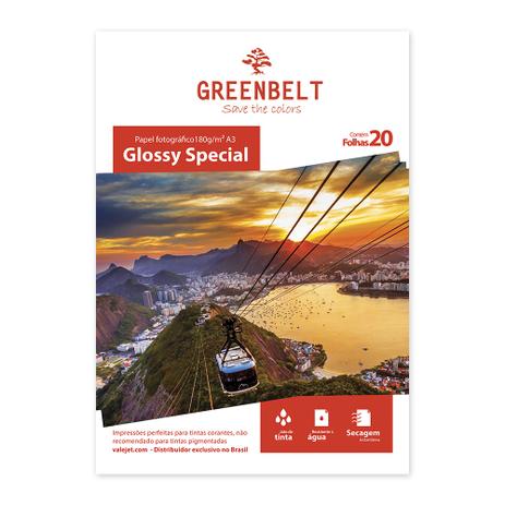 Papel Fotográfico A3 Glossy 180gr Greenbelt 20 folhas Menor preço em Papel Fotográfico A3 Glossy 180gr Greenbelt 20 folhas