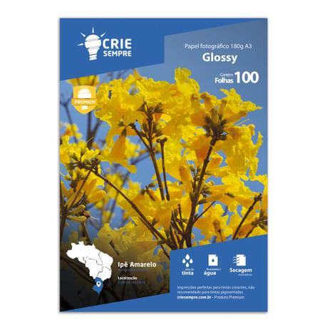 Papel Fotográfico A3 Glossy Brilhante 180g Crie Sempre 100 Folhas Menor preço em Papel Fotográfico A3 Glossy Brilhante 180g Crie Sempre 100 Folhas