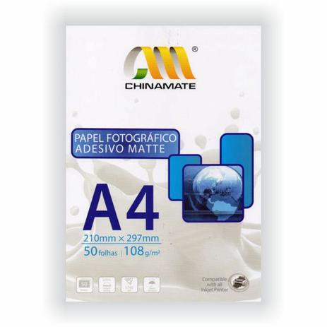 Papel Fotográfico A4 Adesivo Matte 108g - 50 folhas - Chinamate Menor preço em Papel Fotográfico A4 Adesivo Matte 108g - 50 folhas - Chinamate