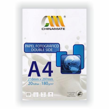 Papel Fotográfico A4 Brilhante Dupla Face 180g - 20 folhas - Chinamate Menor preço em Papel Fotográfico A4 Brilhante Dupla Face 180g - 20 folhas - Chinamate