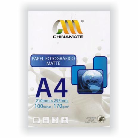 Papel Fotográfico A4 Matte 170g - 100 folhas - Chinamate Menor preço em Papel Fotográfico A4 Matte 170g - 100 folhas - Chinamate