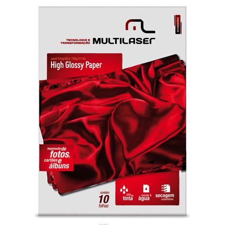 Papel Fotográfico A4 Photo Glossy 10 Folhas Pe002 Multilaser Menor preço em Papel Fotográfico A4 Photo Glossy 10 Folhas Pe002 Multilaser