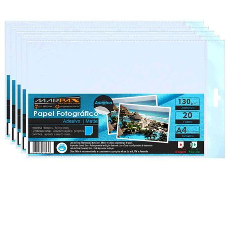 Papel Fotográfico Adesivo Fosco Matte 130g A4 Marpax 100Fls Menor preço em Papel Fotográfico Adesivo Fosco Matte 130g A4 Marpax 100Fls