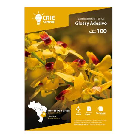 Papel Fotográfico Adesivo Glossy Brilhante A3 115g Crie Sempre 100 Folhas Menor preço em Papel Fotográfico Adesivo Glossy Brilhante A3 115g Crie Sempre 100 Folhas