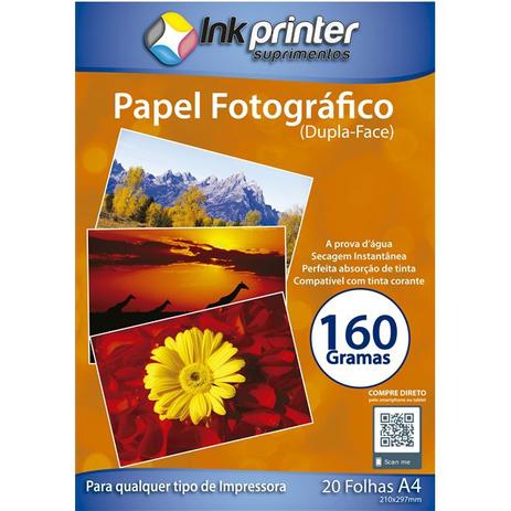 Papel Fotográfico Brilhante Dupla Face A4 160gr - Ink printer Menor preço em Papel Fotográfico Brilhante Dupla Face A4 160gr - Ink printer