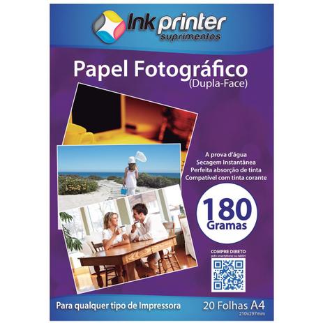 Papel Fotográfico Brilhante Dupla Face A4 180gr - Ink printer Menor preço em Papel Fotográfico Brilhante Dupla Face A4 180gr - Ink printer