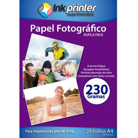 Papel Fotográfico Brilhante Dupla Face A4 230gr - Ink printer Menor preço em Papel Fotográfico Brilhante Dupla Face A4 230gr - Ink printer