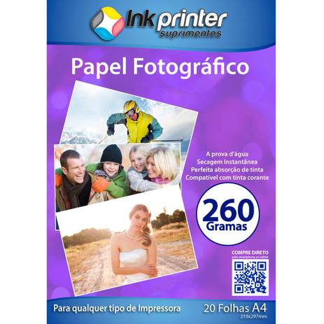 Papel Fotográfico Brilhante Glossy A4 260gr - Inkprinter é boa?