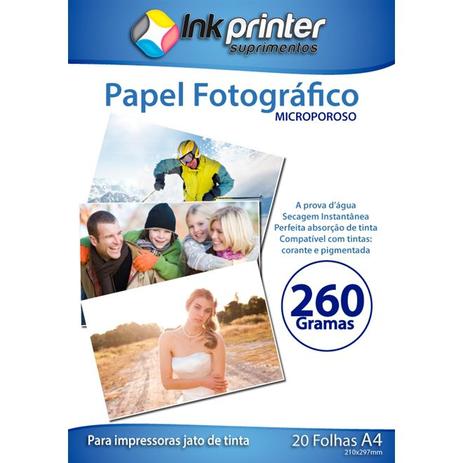 Papel Fotográfico Brilhante Glossy Microporoso para Tinta Pigmentada A4 260gr - Inkprinter Menor preço em Papel Fotográfico Brilhante Glossy Microporoso para Tinta Pigmentada A4 260gr - Inkprinter