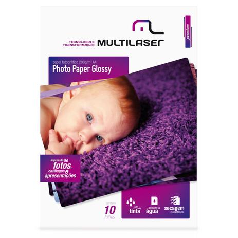 Papel Fotográfico Brilhante Premium A4 10 Folhas Pe011 Multilaser Menor preço em Papel Fotográfico Brilhante Premium A4 10 Folhas Pe011 Multilaser
