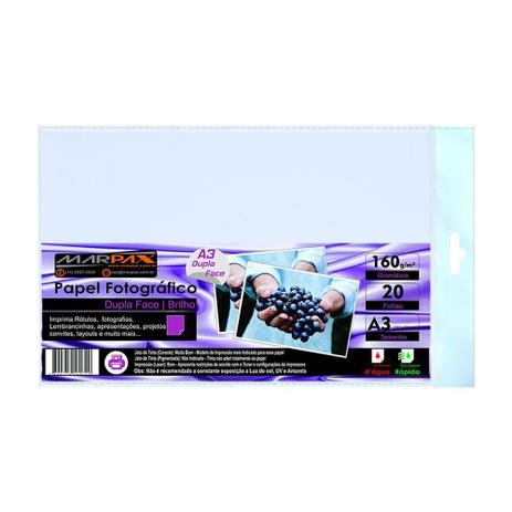 Papel Fotográfico Dupla Face 160g A3 297x420mm Marpax 20Fls é boa?