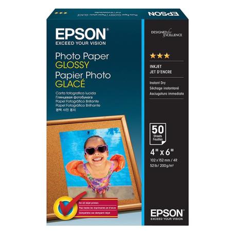 Papel Fotográfico Epson 10x15cm 200 g/m² Glossy S041809 50 Folhas Menor preço em Papel Fotográfico Epson 10x15cm 200 g/m² Glossy S041809 50 Folhas