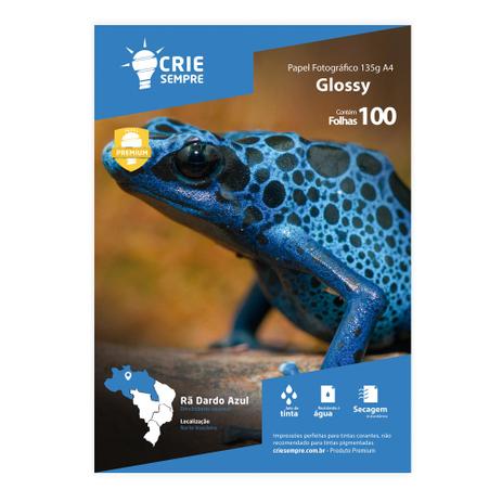 Papel Fotográfico Glossy A4 135g Crie Sempre 100 folhas Menor preço em Papel Fotográfico Glossy A4 135g Crie Sempre 100 folhas