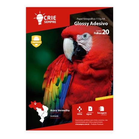 Papel Fotográfico Glossy Adesivo A4 115g Crie Sempre 20 folhas Menor preço em Papel Fotográfico Glossy Adesivo A4 115g Crie Sempre 20 folhas